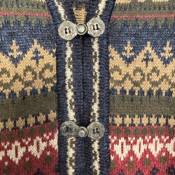 Vintage Nordic Knit Vest – Fair Isle Pattern, Earth Tone Scandinavian Sweater - Picture 4 of 7
